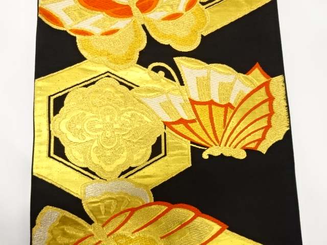 7425039: JAPANESE KIMONO / ANTIQUE FUKURO OBI / SILK / WOVEN